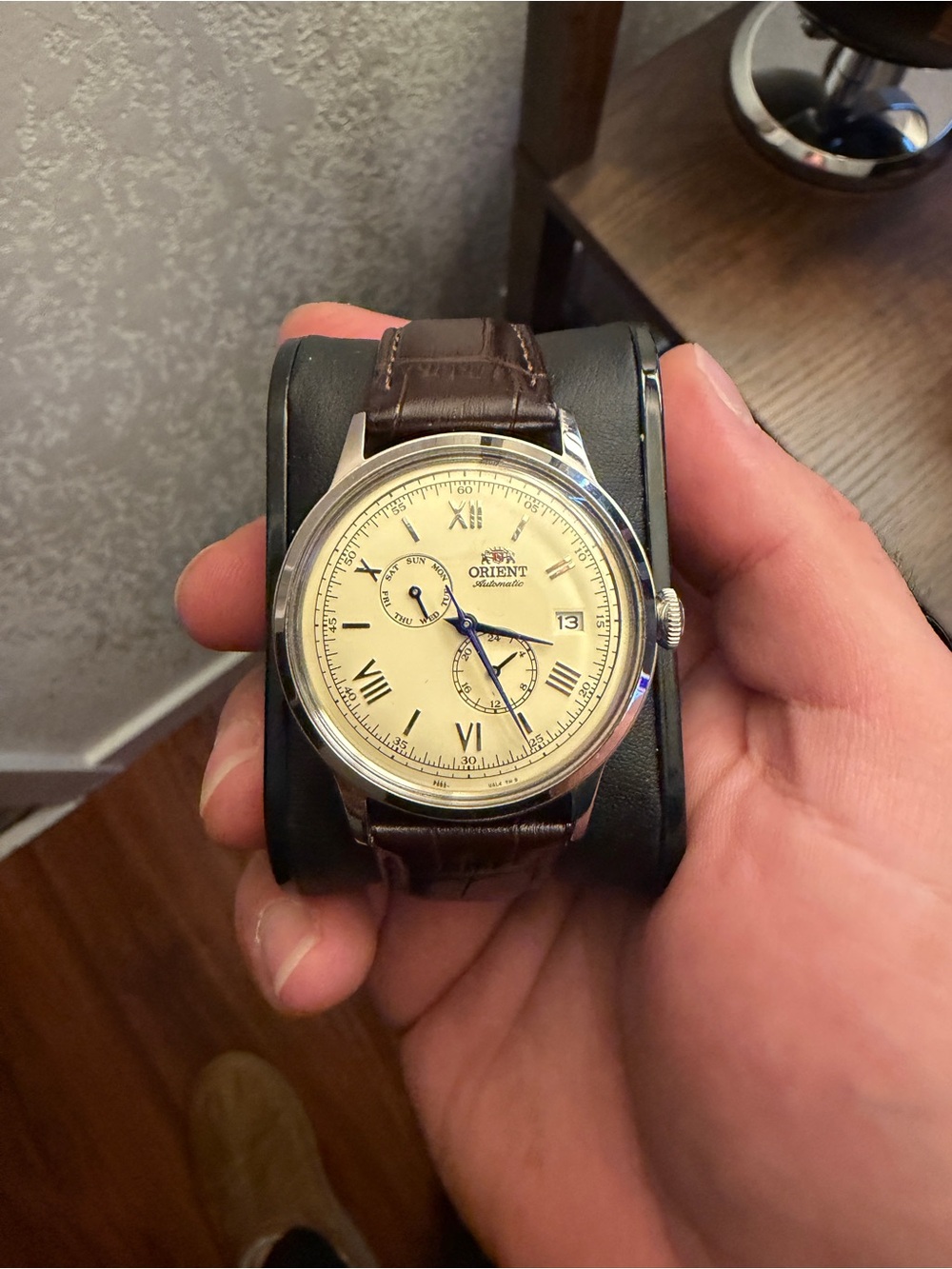 Orient Bambino Men's Brown Leather Strap Dress Watch - Cream Dial